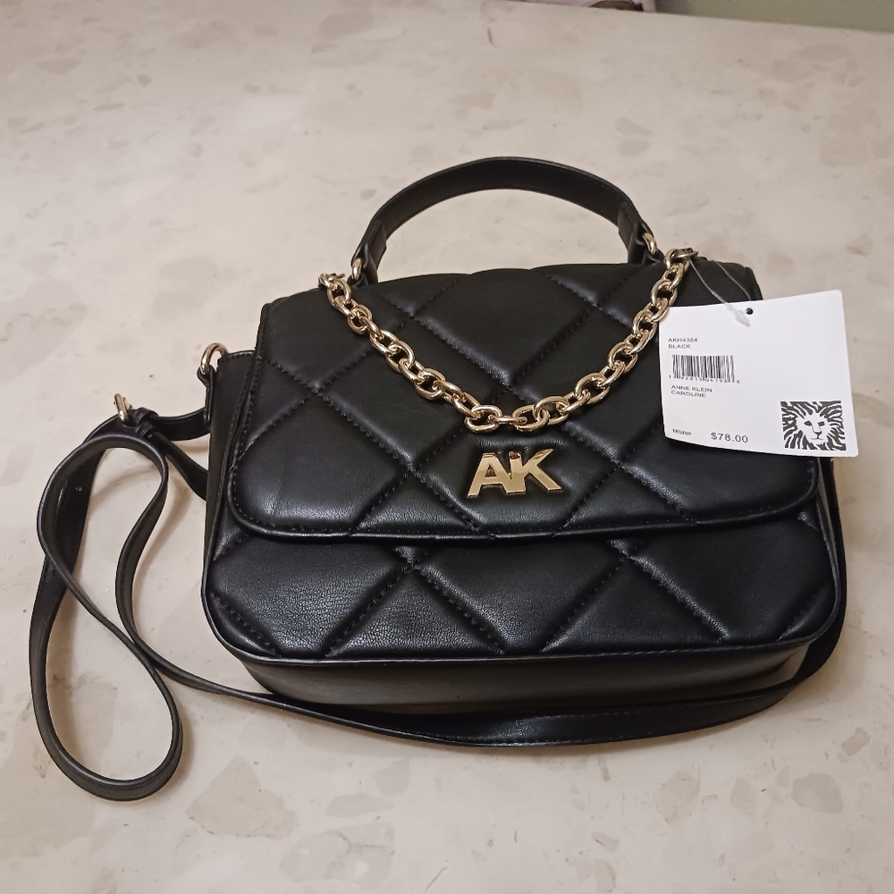 NEW Anne Klein quilted black crossbody handbag